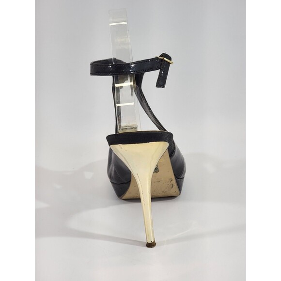 HHP Women's Size 9B Baker's Black Gold Faux Leather Sandals High Heel Shoes EUC‎ - Picture 4 of 9